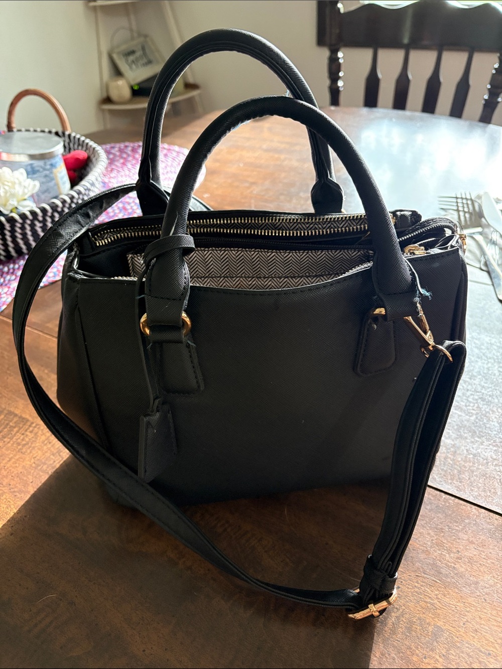 Black Structural Top-Handle Women's Satchel - Unbranded
